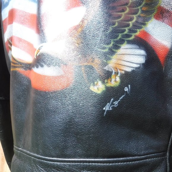 Motorcycle Jacket Vintage Black Leather Mens Sz 40 - Picture 6 of 11